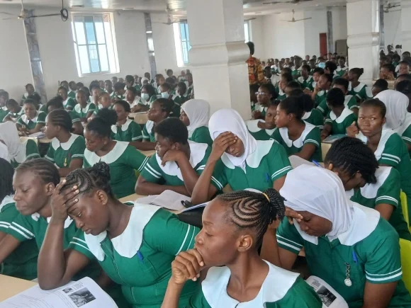 Distressed student nurses outside Royal Nursing College