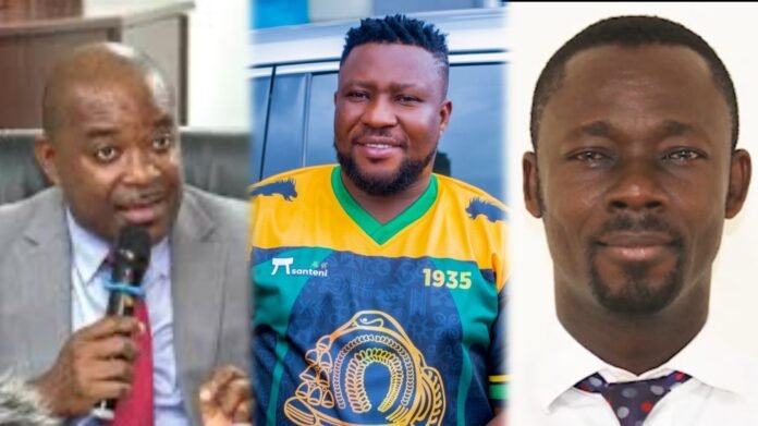Ghanaian flag waving in front of an education ministry building.