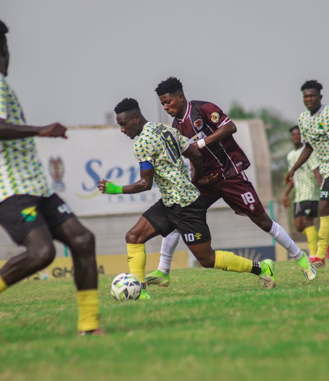 Bibiani Gold Stars players celebrating a late winning goal
