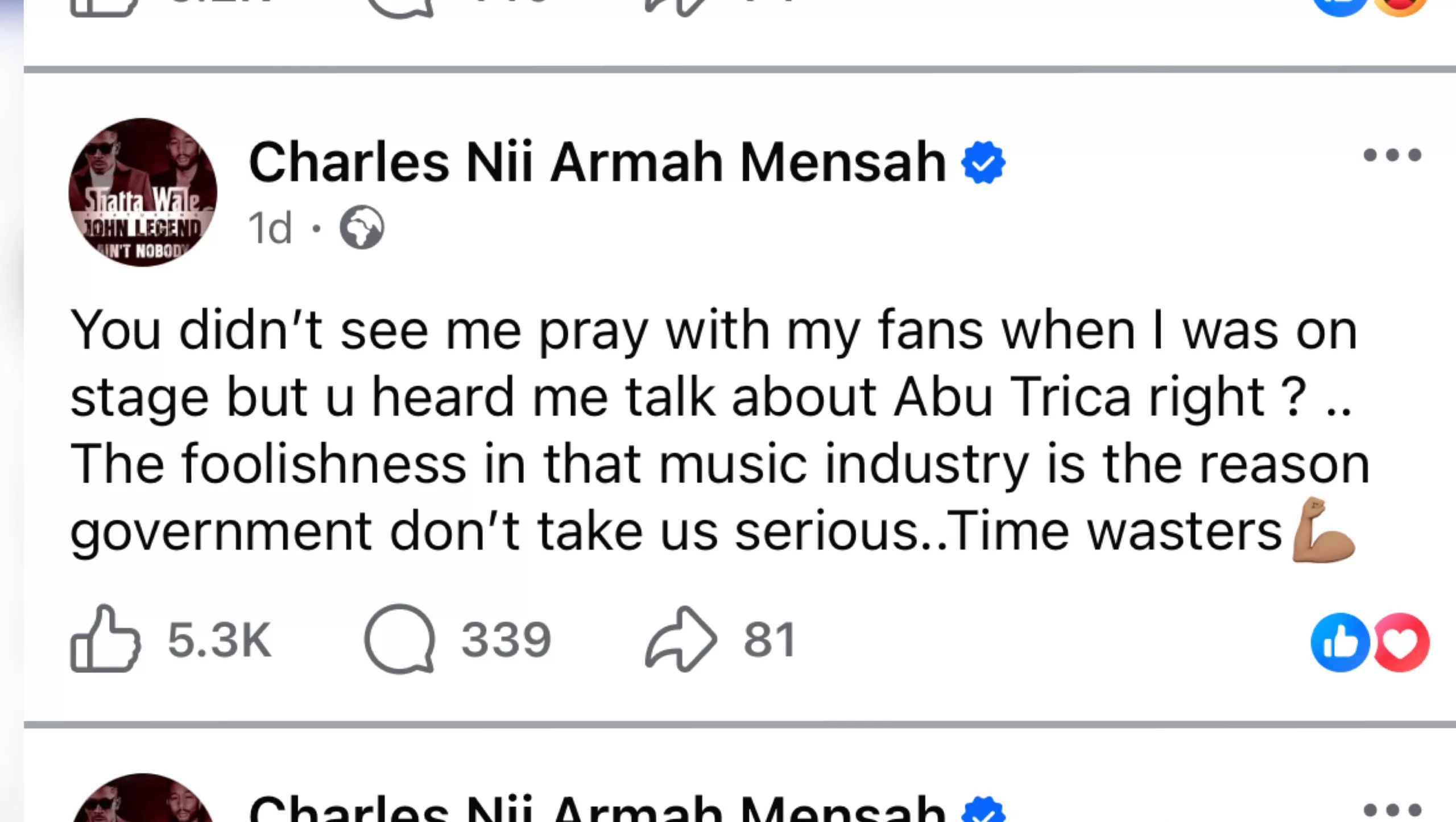 Shatta Wale performing on stage at the Gomoa Easter Carnival