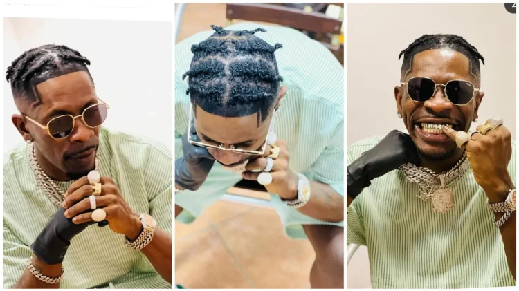 A close-up of Shatta Wale addressing his fans during a live event