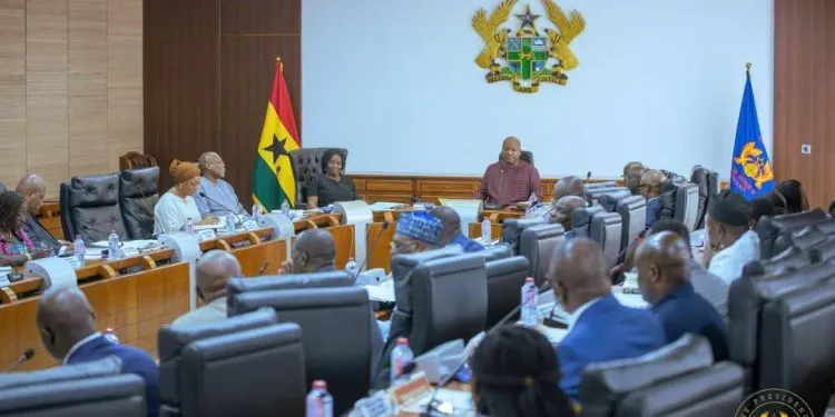 President John Dramani Mahama leading a government Cabinet meeting in Ghana