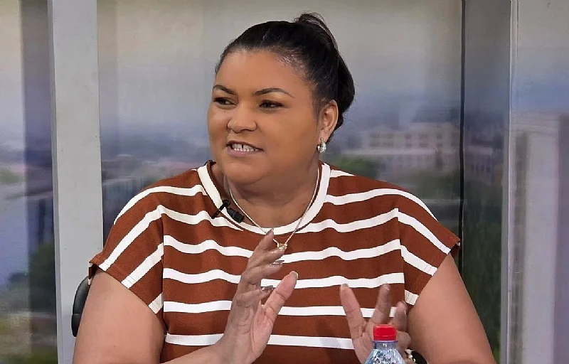 Gabriella Tetteh speaking during a television interview
