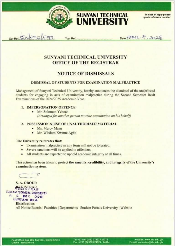 A wide shot of the Sunyani Technical University campus entrance