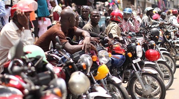 A commercial motorbike or okada on a city street