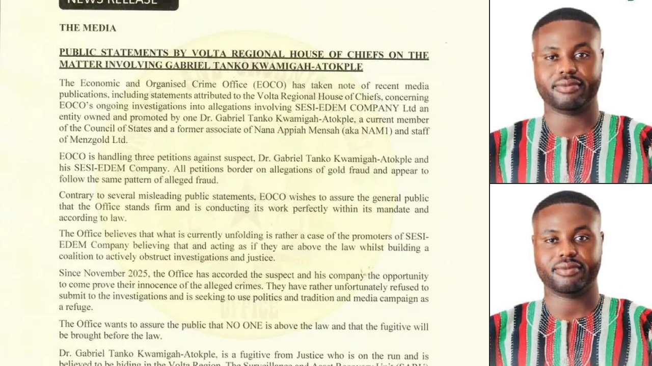 EOCO is Looking for Dr. Atokple Over Gold Fraud