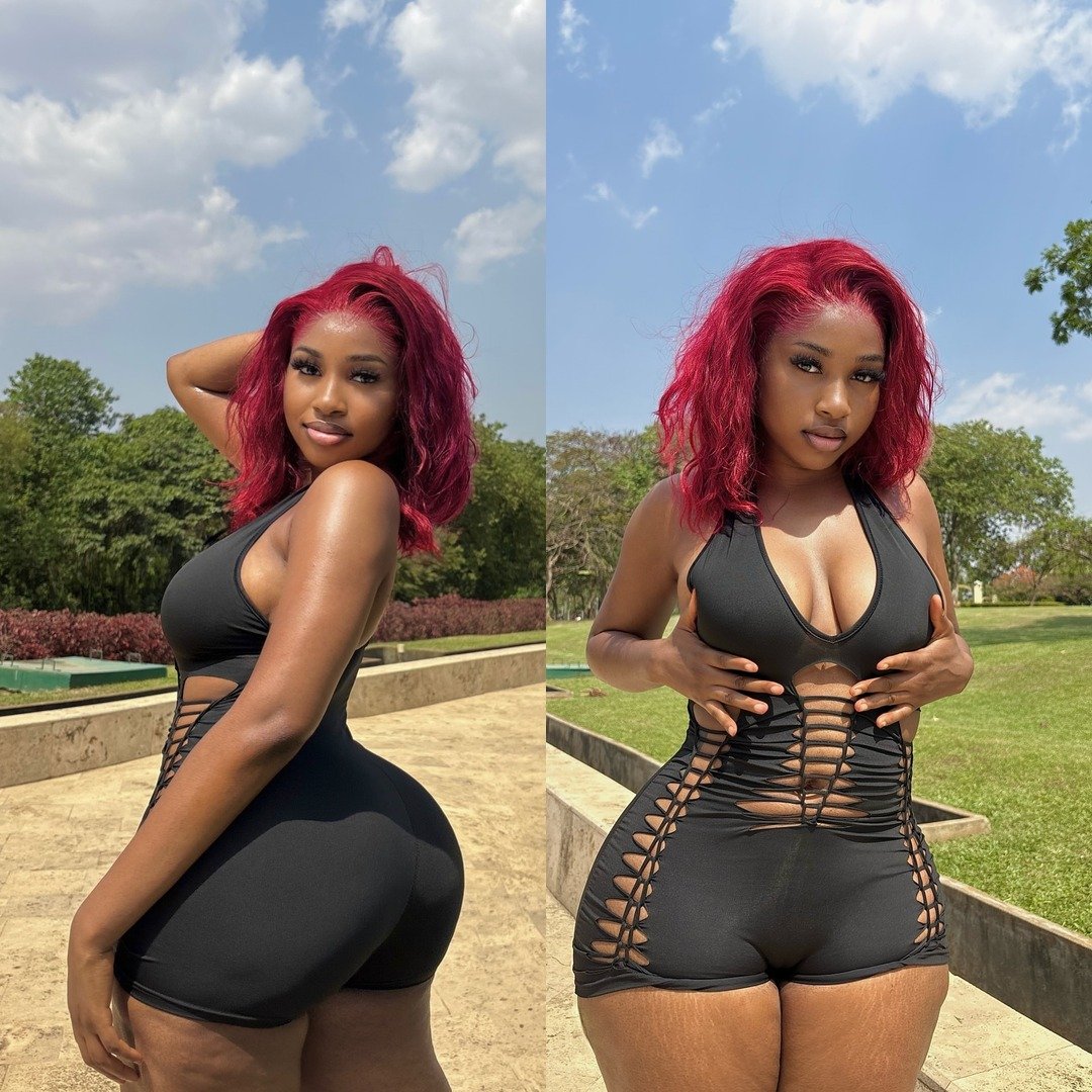 Sun-Kissed Style: Black Lace-Up Romper & Red Hair Inspo