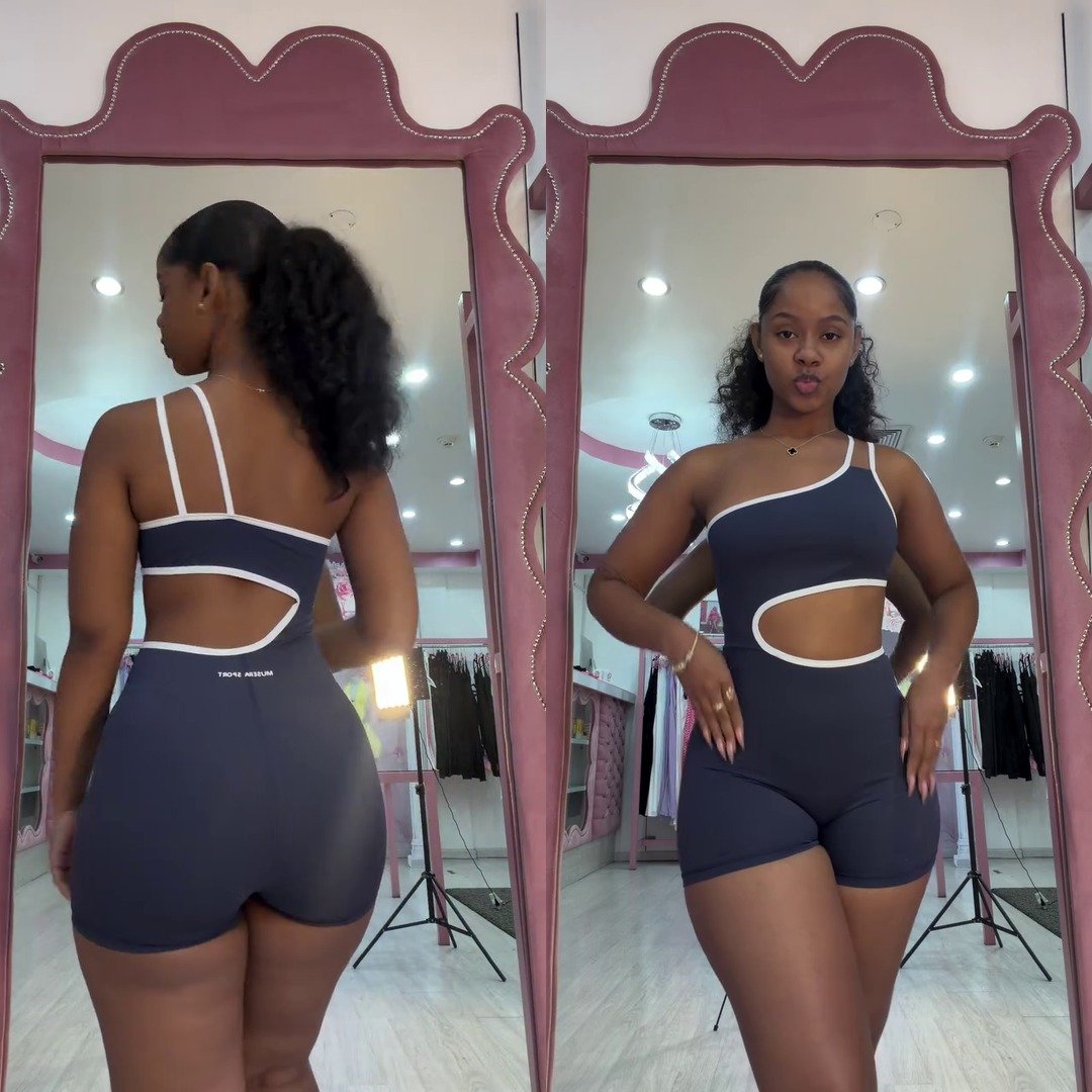 Slay Your Workout in This Stunning Navy Blue One-Piece!