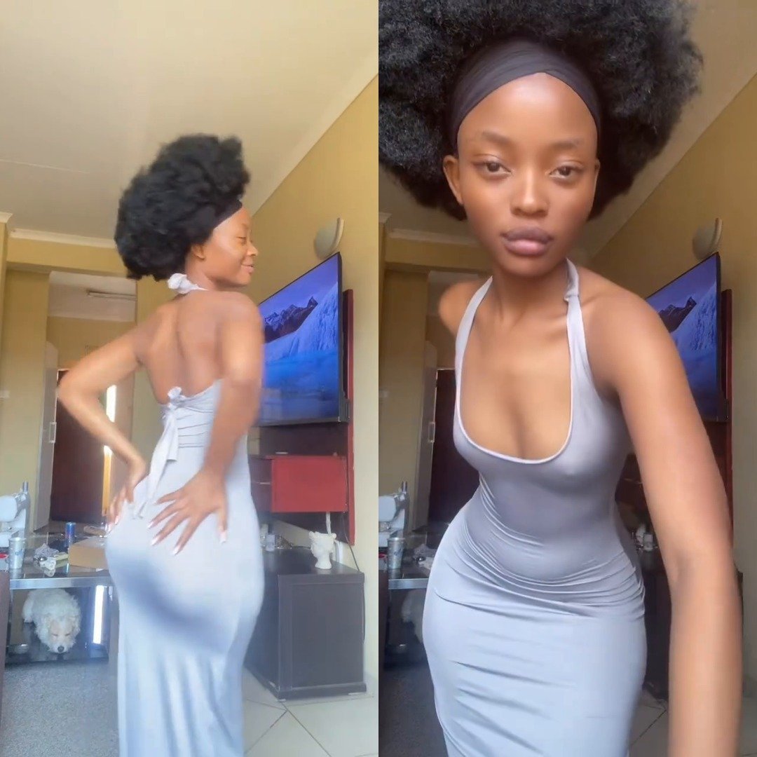 Confidence in Grey: Rocking a Halter Maxi Dress with a Natural Afro