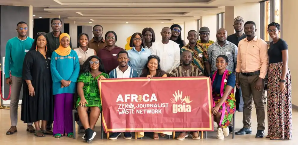 Ghanaian journalists attending a GAIA Africa training session on zero waste reporting