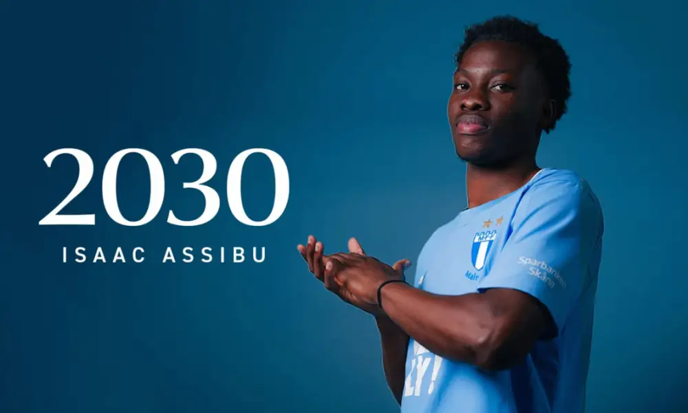 Isaac Assibu during a Malmö FF training session