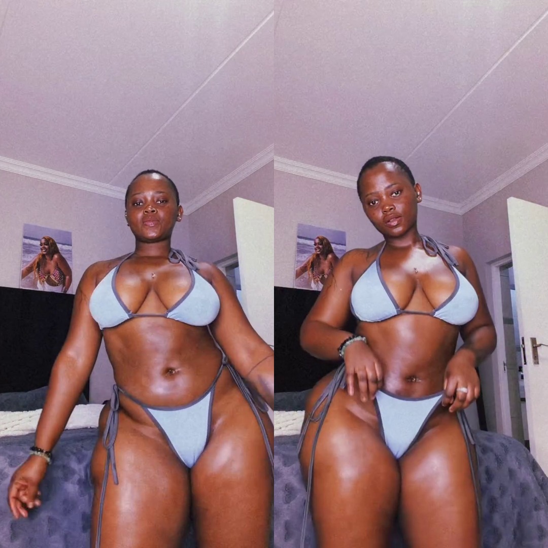 Blue Bikini Magic: Confidence and Curves on Display!
